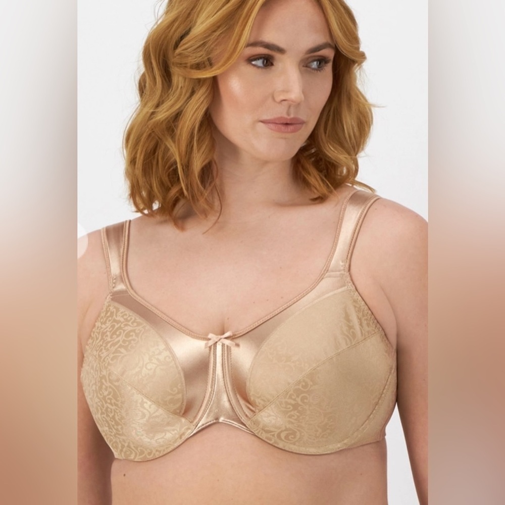 Bali Satin Tracings Underwire Minimizer Bra Nude 42G NWT